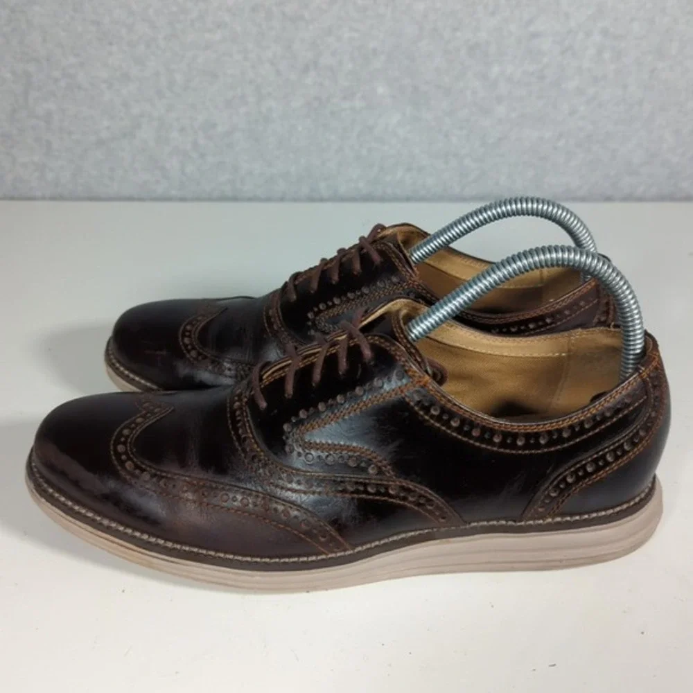 Cole Haan Grand IS Wingtip Oxfords Mens Shoes 8M White Sole Dark‎ Brown
